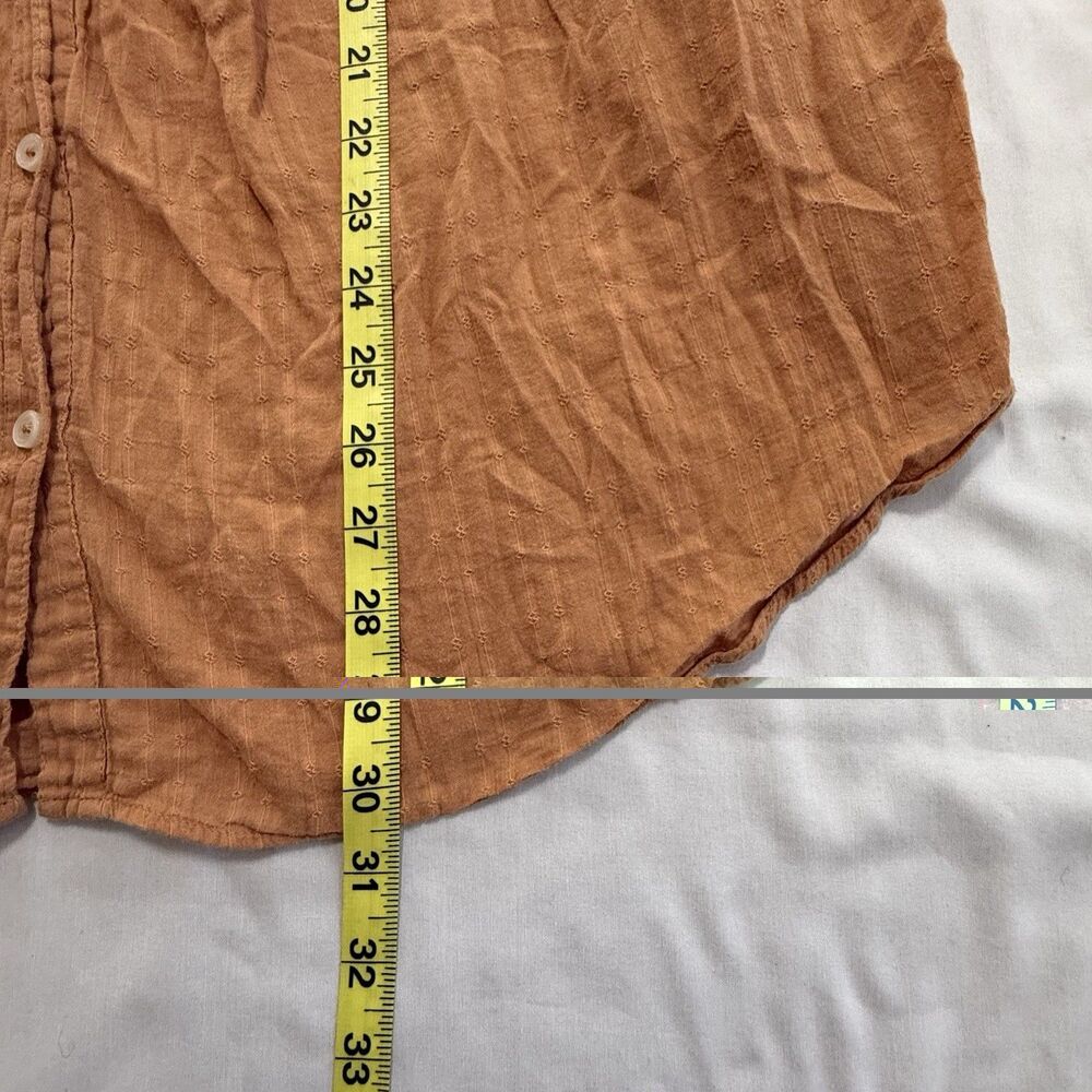 Free People Marigold Buttondown Top Burnt Orange Women Size Large Blouson Sleeve - Picture 8 of 13